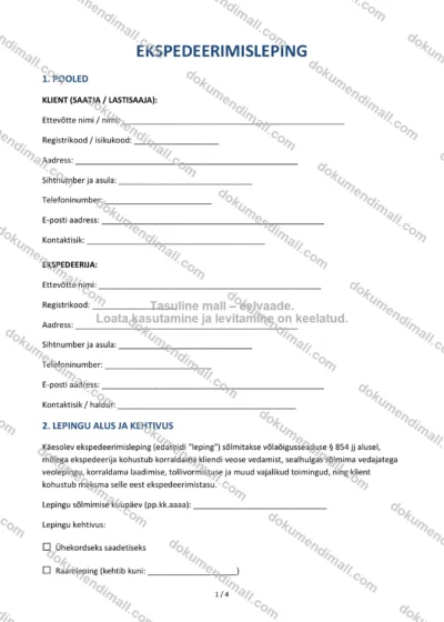 Ekspedeerimisleping | Lepingumall – Allalaaditav Word & PDF — dokumendimall DOCX-vormingus