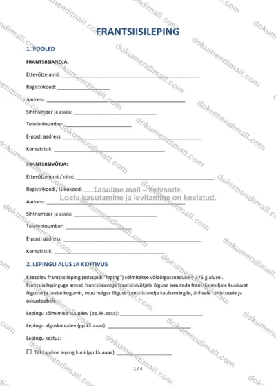 Frantsiisileping | Lepingumall – Allalaaditav Word & PDF — dokumendimall DOCX-vormingus