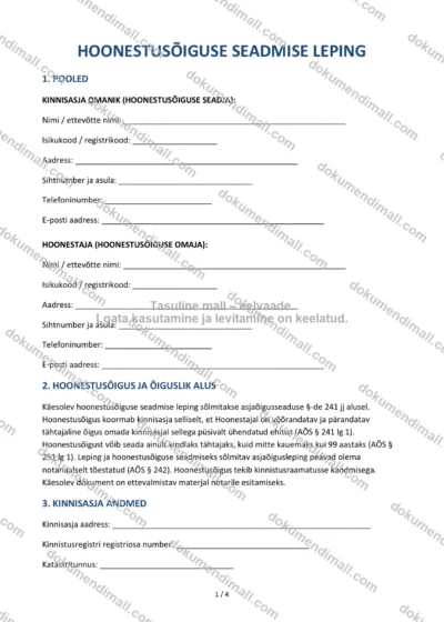 Hoonestusõiguse Seadmise Leping | Lepingumall – Allalaaditav Word & PDF — dokumendimall DOCX-vormingus