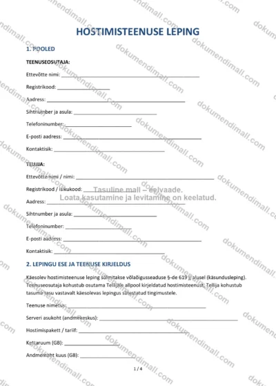Hostimisteenuse Leping | Lepingumall – Allalaaditav Word & PDF — dokumendimall DOCX-vormingus