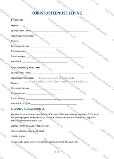 Koristusteenuse Leping | Lepingumall – Allalaaditav Word & PDF — dokumendimall DOCX-vormingus