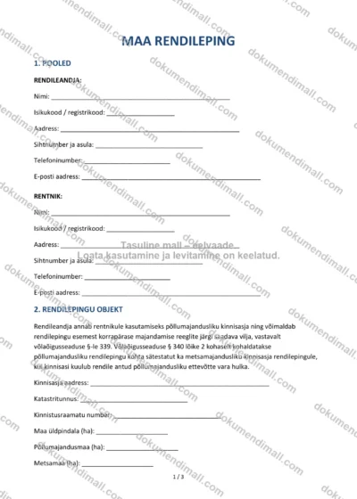 Maa Rendileping | Lepingumall – Allalaaditav Word & PDF — dokumendimall DOCX-vormingus