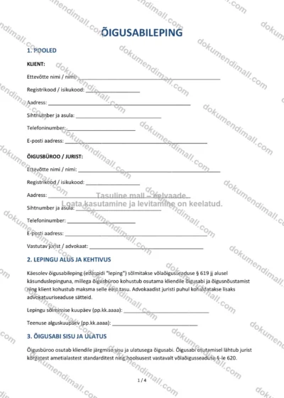 Õigusabileping | Lepingumall – Allalaaditav Word & PDF — dokumendimall DOCX-vormingus