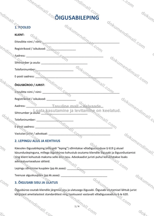 Õigusabileping | Lepingumall – Allalaaditav Word & PDF