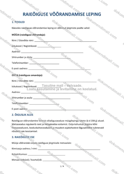 Raieõiguse Võõrandamise Leping | Lepingumall – Allalaaditav Word & PDF — dokumendimall DOCX-vormingus