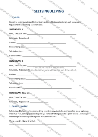 Seltsinguleping | Lepingumall – Allalaaditav Word & PDF — dokumendimall DOCX-vormingus