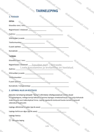 Tarneleping | Lepingumall – Allalaaditav Word & PDF — dokumendimall DOCX-vormingus