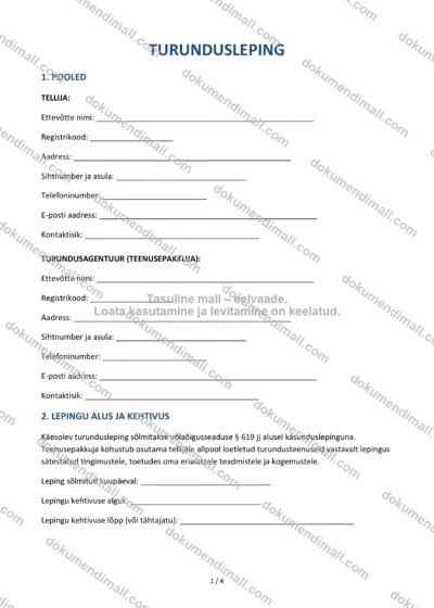 Turundusleping | Lepingumall – Allalaaditav Word & PDF — dokumendimall DOCX-vormingus