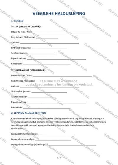 Veebilehe Haldusleping | Lepingumall – Allalaaditav Word & PDF — dokumendimall DOCX-vormingus