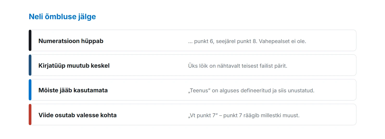 Neli õmbluse jälge